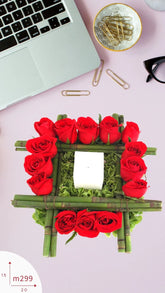 ¡Arreglo con Rosas y Vela decorativa!